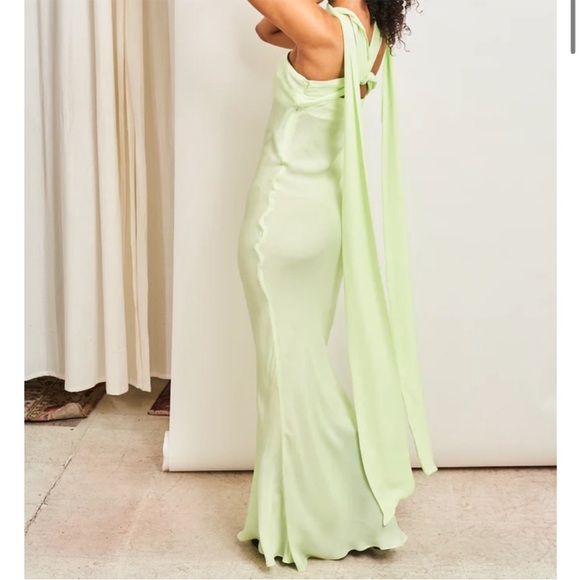 Dana Foley Yellow Evening silk Tube Dress with scarf brand new - Picture 3 of 4